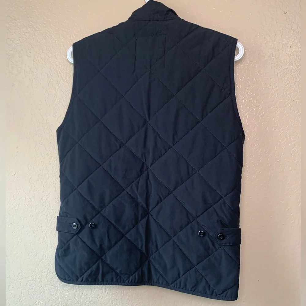 J. Crew Navy Blue Outdoors Sussex Quilted Black Primaloft Zip Up Vest Size XS